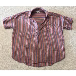 Madewell Womens Courier Button Back Stripe Oversized Shirt Size XS